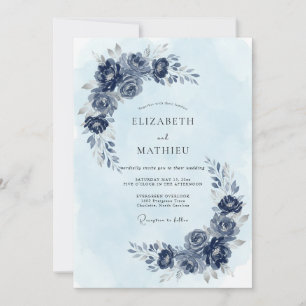 Invitation Mariage hivernal glacial indigo