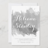 Invitation Mariage hivernal gris d'aquarelle moderne (Devant)