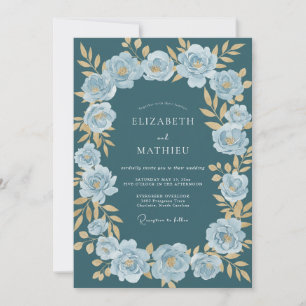 Invitation Mariage hivernal lumineux sarcelle foncé