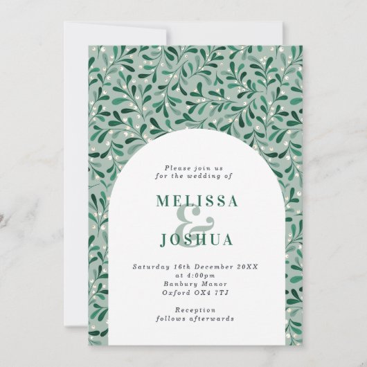Invitation Mariage hivernal moderne Mistletoe Arch (Devant)
