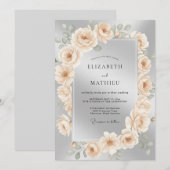 Invitation Mariage hivernal orné d'argent (Devant / Derrière)