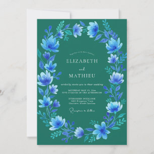 Invitation Mariage hivernal orné de sarcelle