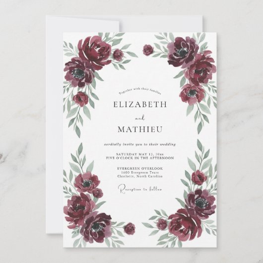 Invitation Mariage hivernal profond bordeaux (Devant)