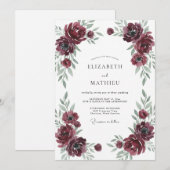 Invitation Mariage hivernal profond bordeaux (Devant / Derrière)