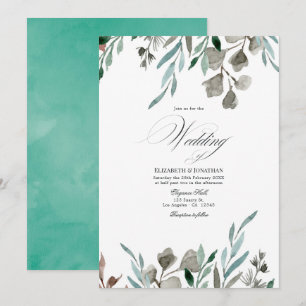 Invitation Mariage hivernal rustique à l'aquarelle