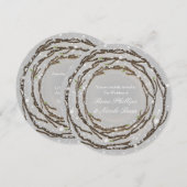 Invitation Mariage hivernal rustique Branches & Neige de camp (Devant / Derrière)