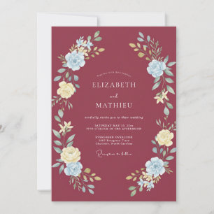 Invitation Mariage hivernal séduisant bordeaux
