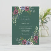 Invitation Mariage hivernal vert forêt d'humeur (Debout devant)