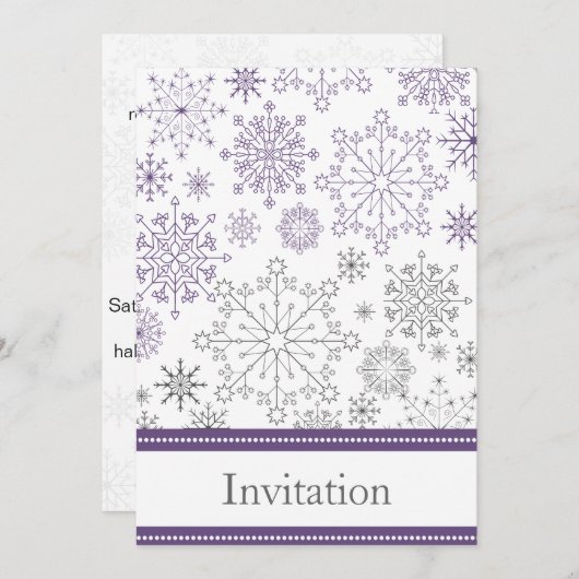 Invitation mariage hivernal violet (Devant / Derrière)