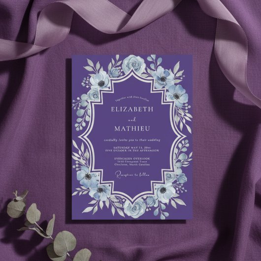 Invitation Mariage hivernal violet régale
