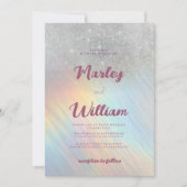 Invitation Mariage holographique à parties scintillant arc-en (Devant)