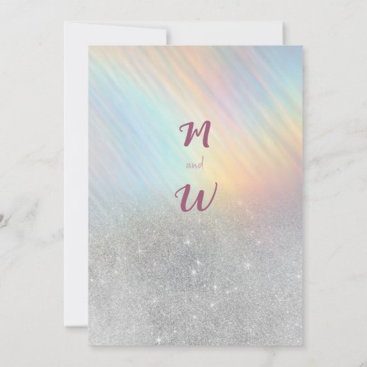 Invitation Mariage holographique à parties scintillant arc-en (Dos)
