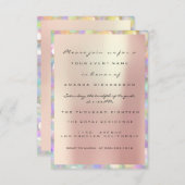 Invitation Mariage Holographique Rose Fête Douce 16ème PERLE (Devant / Derrière)