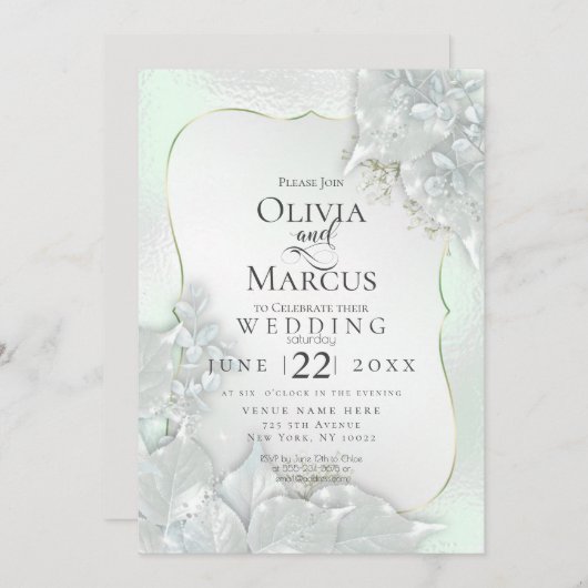 Invitation MARIAGE | Honeydew Green Pearl Shimmer (Devant / Derrière)