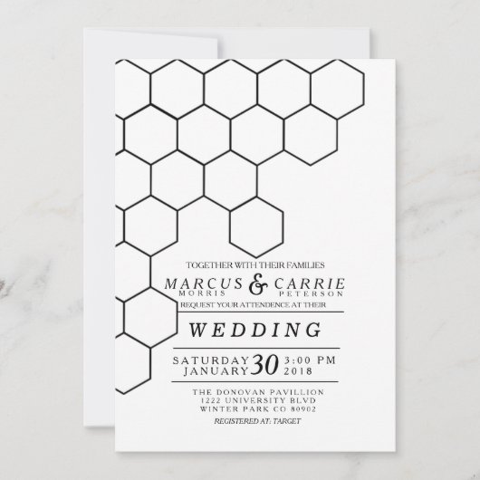 Invitation Mariage Honeypeb moderne (Devant)