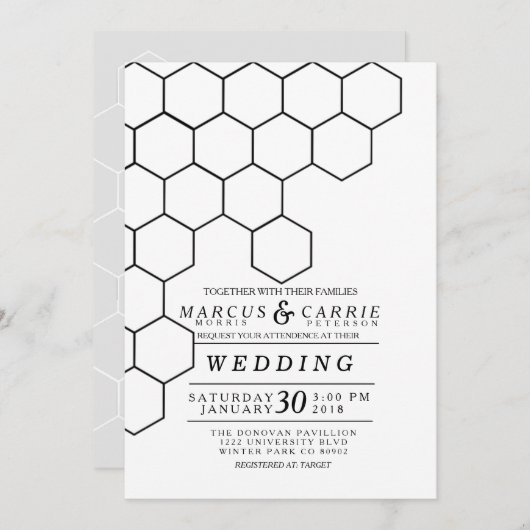 Invitation Mariage Honeypeb moderne (Devant / Derrière)