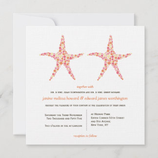 Invitation Mariage Honeysuckle Peach Starfish Beach Invitatio