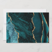 Invitation Mariage Horizontal Moderne Agate Dorée Sarcelle (Dos)