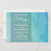 Invitation Mariage horizontal Ombre couleur d'eau bleue et Tu (Devant)