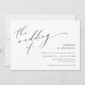 Invitation Mariage horizontal photo romantique écriture vinta (Devant)