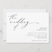 Invitation Mariage horizontal photo romantique écriture vinta (Devant)
