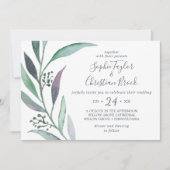 Invitation Mariage horizontal Purple et Green Eucalyptus (Devant)