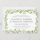Invitation Mariage horizontal rustique vert feuille d'olive (Devant)