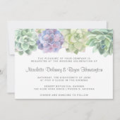 Invitation Mariage horizontal Succulent vert et pourpre (Devant)