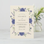 Invitation Mariage Hortensia Eucalyptus Bleuet (Debout devant)