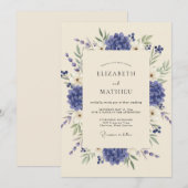 Invitation Mariage Hortensia Eucalyptus Bleuet (Devant / Derrière)