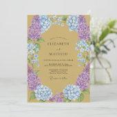 Invitation Mariage Hortensia Ocre Eucalyptus Améthyste (Debout devant)