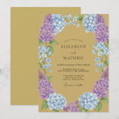 Invitation Mariage Hortensia Ocre Eucalyptus Améthyste (Devant / Derrière)