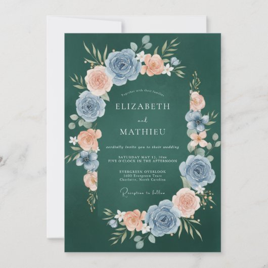 Invitation Mariage Hunter Abricot Ranunculus Eucalyptus (Devant)