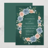 Invitation Mariage Hunter Abricot Ranunculus Eucalyptus (Devant / Derrière)