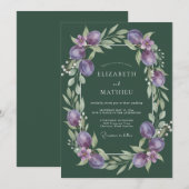 Invitation Mariage Hunter Améthyste Ranunculus Eucalyptus (Devant / Derrière)
