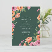 Invitation Mariage Hunter Magenta Ranunculus Eucalyptus (Debout devant)