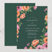 Invitation Mariage Hunter Magenta Ranunculus Eucalyptus (Devant / Derrière)