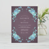 Invitation Mariage Hydrangea Aqua Mûre (Debout devant)