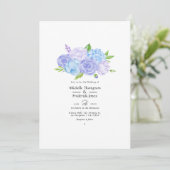 Invitation Mariage Hydrangea Bleu et Lavande Clair (Debout devant)