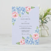 Invitation Mariage Hydrangea Bleu Poudre Romantique (Debout devant)