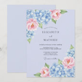 Invitation Mariage Hydrangea Bleu Poudre Romantique (Devant / Derrière)
