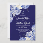 Invitation Mariage Hydrangea Bleu Royal (Devant)