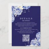 Invitation Mariage Hydrangea Bleu Royal (Dos)