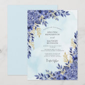 Invitation Mariage Hydrangea Bleu Royal Radiant (Devant / Derrière)