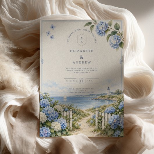 Invitation Mariage Hydrangea Côté Mer