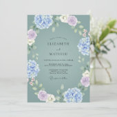 Invitation Mariage Hydrangea Ethéré de Vert Sauge (Debout devant)