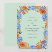 Invitation Mariage Hydrangea Eucalyptus Azur Menthe (Devant / Derrière)