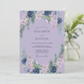 Invitation Mariage Hydrangea Eucalyptus Indigo Lavande (Debout devant)
