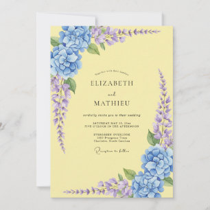 Invitation Mariage Hydrangea Eucalyptus Jaune Pâle