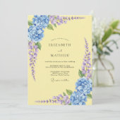 Invitation Mariage Hydrangea Eucalyptus Jaune Pâle (Debout devant)